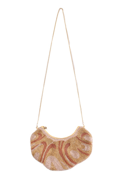 BLUE ILLUSION - Beaded croissant handbag/clutch!