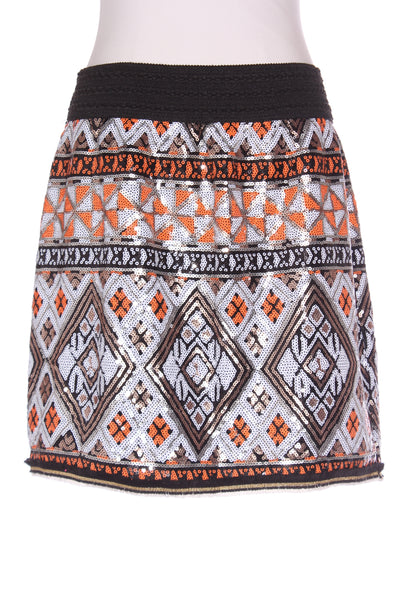 AUGUSTINE - Aztec sequin mini skirt - Black/orange! 14