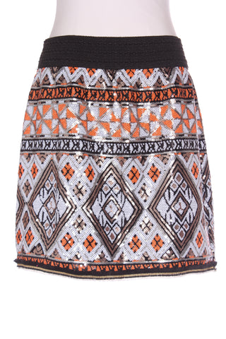 AUGUSTINE - Aztec sequin mini skirt - Black/orange! 14