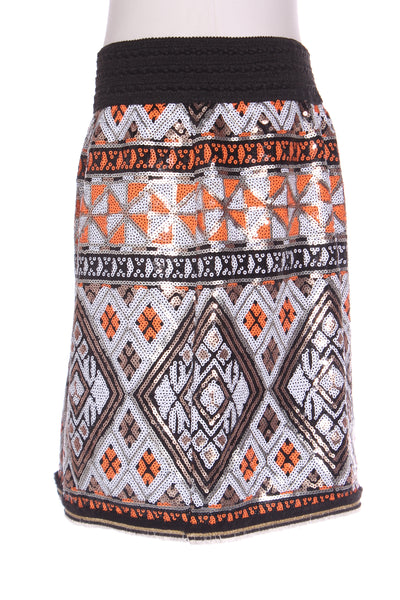 AUGUSTINE - Aztec sequin mini skirt - Black/orange! 14