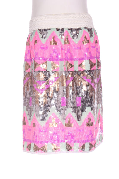 AUGUSTINE - Aztec sequin mini skirt - Pink/mint! 14