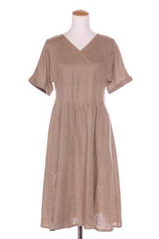 GRAE COVE (LN) Taupe linen dress + pockets! 10