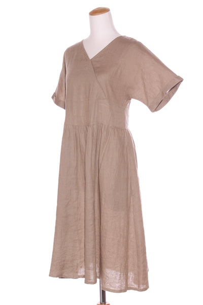 GRAE COVE (LN) Taupe linen dress + pockets! 10