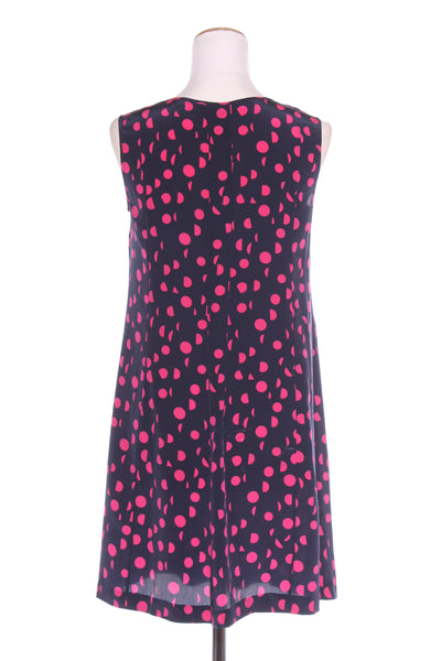 MARKS - Navy + pink pleated yoke silk dress! 8