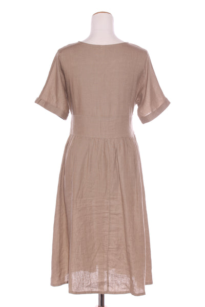 GRAE COVE (LN) Taupe linen dress + pockets! 10