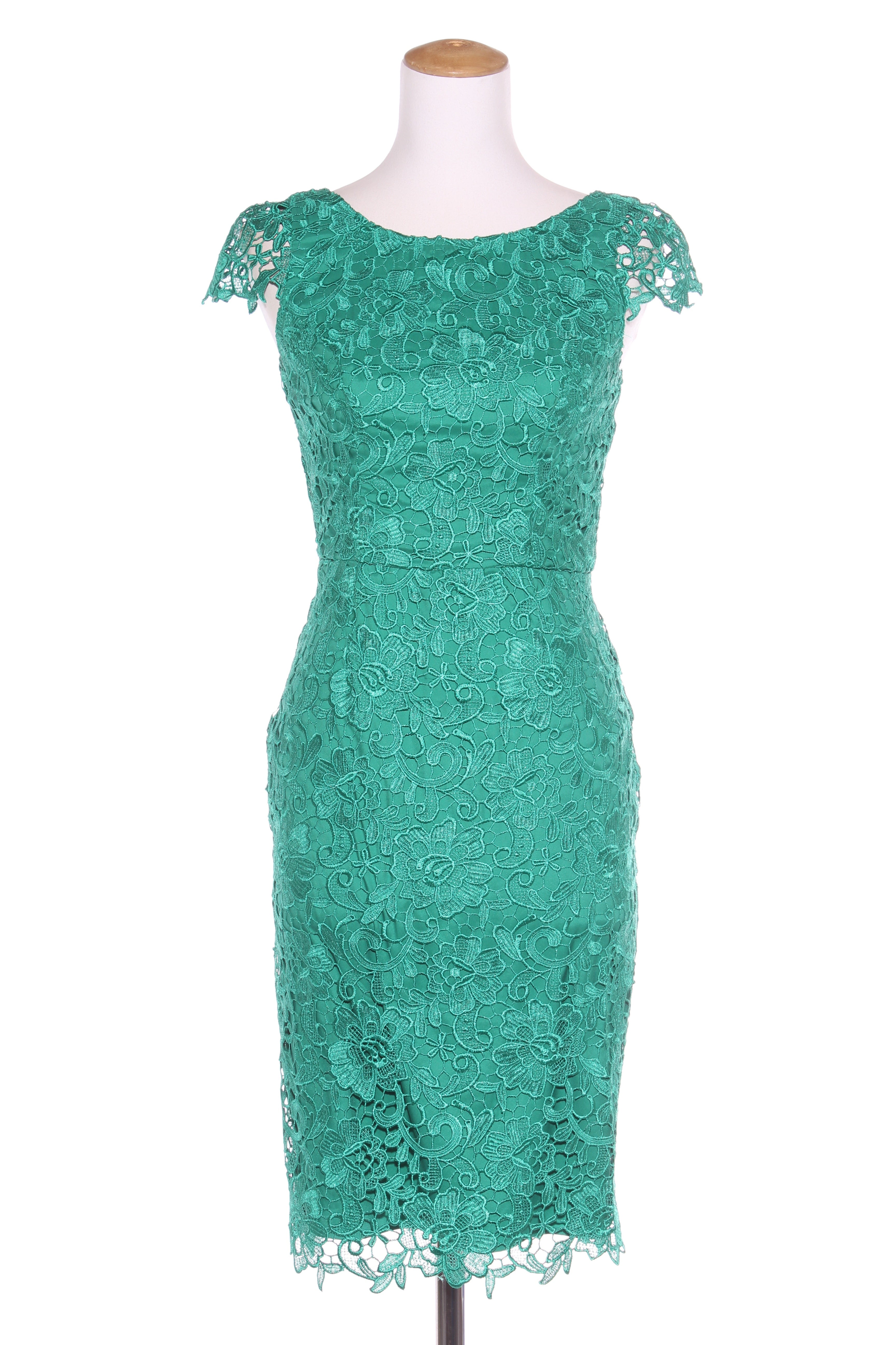 Emerald Green Lace Fabric Sheath Dress