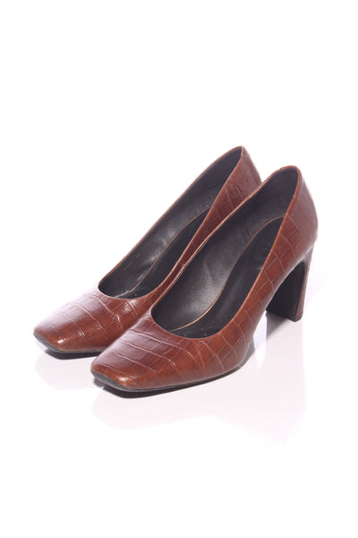 GEOX - Italian croc embossed leather heels! 39
