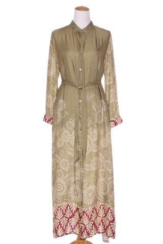 BLUKEY (ITA) Silky viscose maxi shirt dress! 14