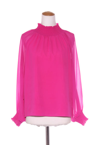 PRETTY BASIC "Seth" shirred high neck top - Pink! 12