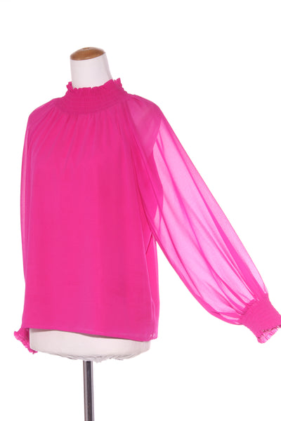 PRETTY BASIC "Seth" shirred high neck top - Pink! 12