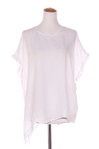 BLACKSTONE - Sequin trim angled hem linen top! 16