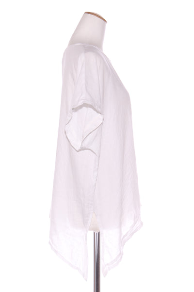 BLACKSTONE - Sequin trim angled hem linen top! 16