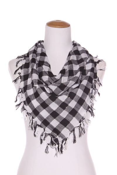 Metallic check tassel square scarf!