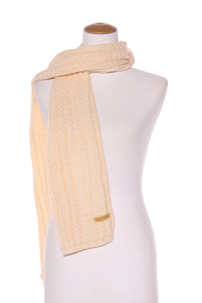 HAND MADE (LN) Soft wool knit scarf - Cream!