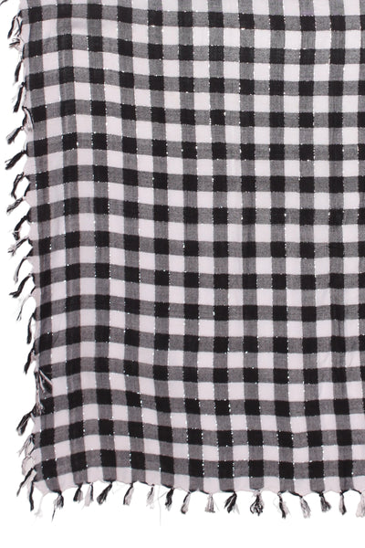 Metallic check tassel square scarf!