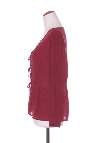 GLOSS - Textured tie front blouse - Wine! 10-12