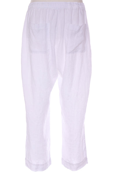 VERGE (LN) Ruffle capri linen 7/8th pant - White! 14