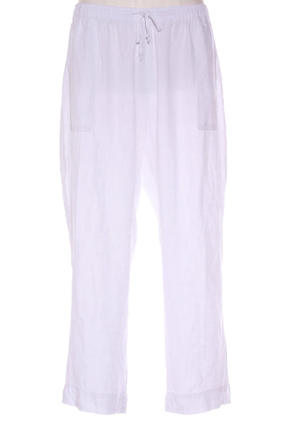 VERGE (LN) Ruffle capri linen 7/8th pant - White! 14