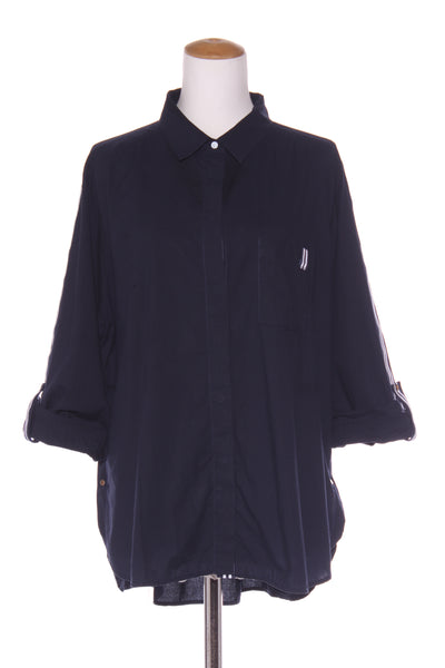 MADLY SWEETLY - Navy stripe mixed media shirt! 18