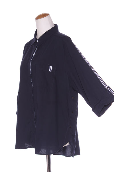 MADLY SWEETLY - Navy stripe mixed media shirt! 18