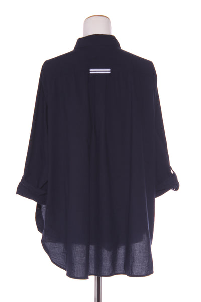 MADLY SWEETLY - Navy stripe mixed media shirt! 18