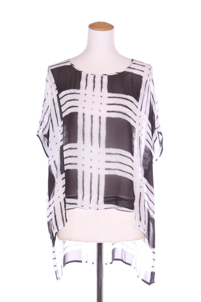 OBI (NZ) Grid print step hem viscose tee! 14-16