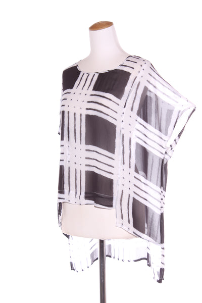 OBI (NZ) Grid print step hem viscose tee! 14-16