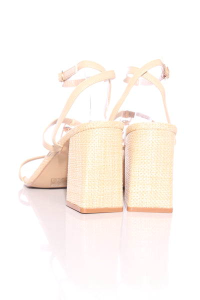 RAID (BN) "Blink block heeled" raffia sandals! 9
