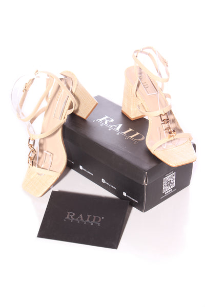 RAID (BN) "Blink block heeled" raffia sandals! 9