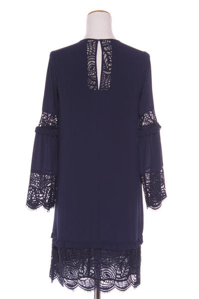 MICHAEL KORS - Navy lace detail bell sleeve dress! 10
