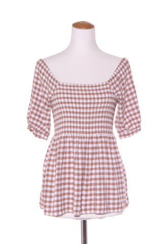 JEANSWEST - Brown gingham shirred top! 12