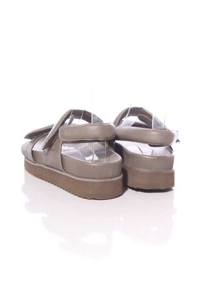 STYLERUNNER (LN) "Puffy strappy" leather sandal - Khaki! 40