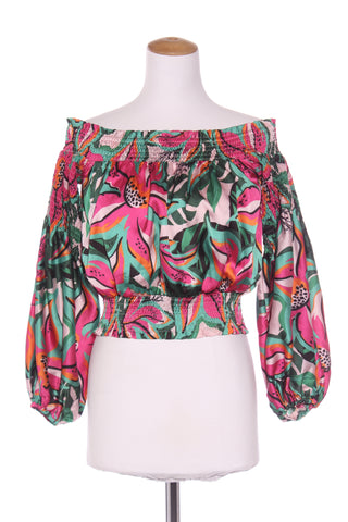 CHARLO - Shirred crop floral print top! 10-12
