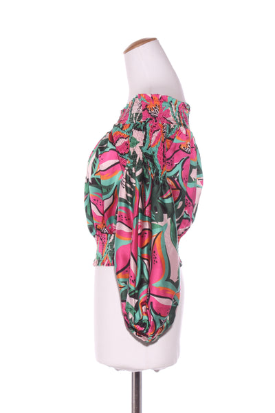 CHARLO - Shirred crop floral print top! 10-12