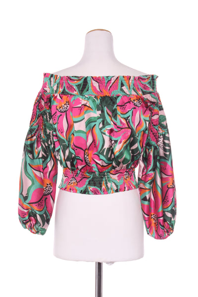 CHARLO - Shirred crop floral print top! 10-12