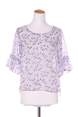 SEEKING LOLA - Lilac floral chiffon top! 8-10