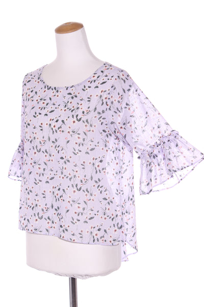 SEEKING LOLA - Lilac floral chiffon top! 8-10