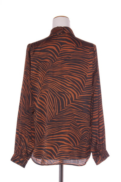 STORM - Silky pussy bow blouse - Bronze animal! 10-12