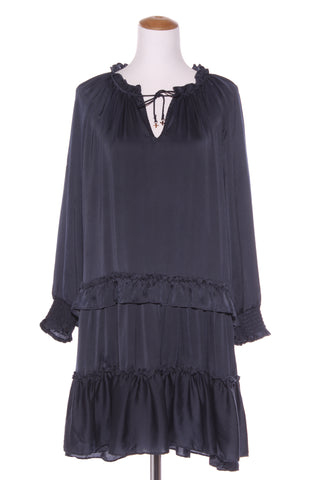 STELLA + GEMMA - Navy satin ruffle detail dress! 16