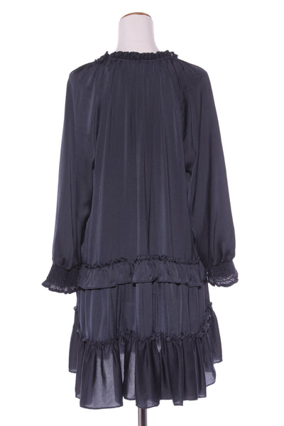 STELLA + GEMMA - Navy satin ruffle detail dress! 16