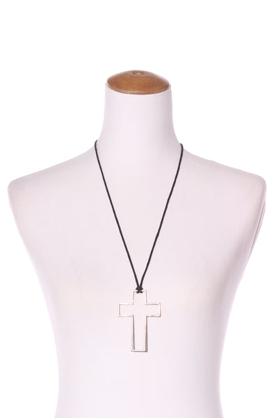 Beaten metal cross necklace!