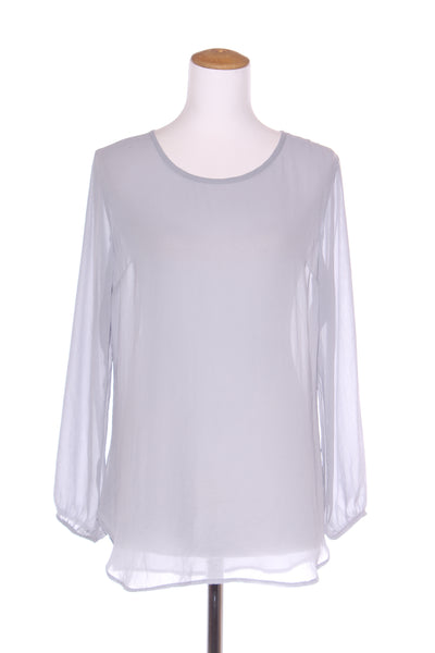 HARRÏE & SAM (NZ) Dusty blue/grey chiffon top! 12