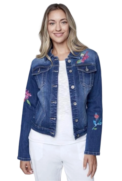 CLAIRE DESJARDINS - Painted floral print denim jacket! 12