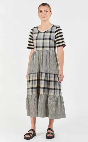 OBI "Monochrome tier" check stripe dress! 12