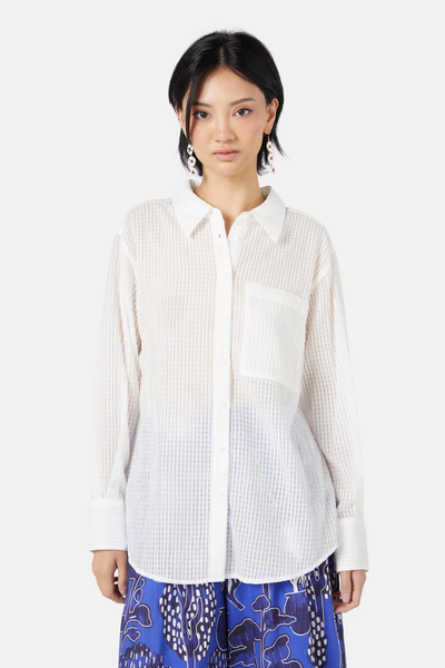 GORMAN "Nuria" White gingham burnout shirt! 14