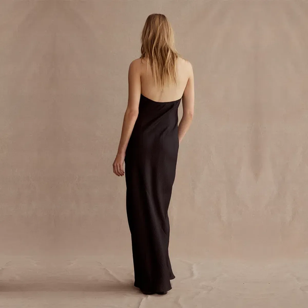 MARLE "Simmonds" Textured silk maxi halterneck dress! 12
