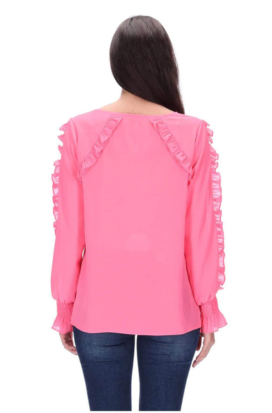 CHARLO "Jazmyn" fluro pink ruffle blouse! 10