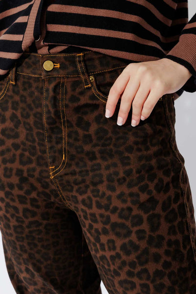MOTTO - Brown animal print barrel jeans! 12