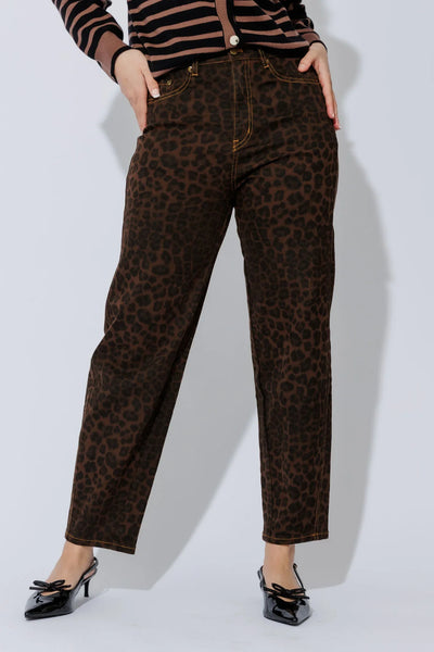 MOTTO - Brown animal print barrel jeans! 12