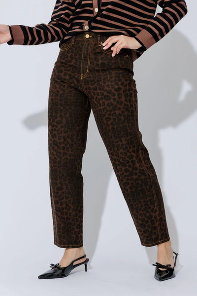 MOTTO - Brown animal print barrel jeans! 12